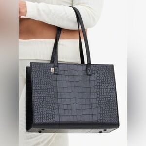 BEIS Black Croc Work Tote